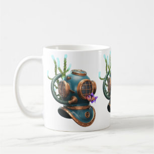 Blue Diving Helmet Character with Starfish Koffiemok