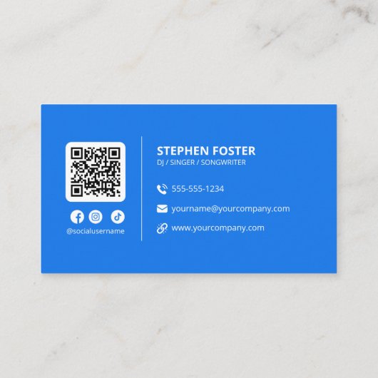 Blue DJs Signer Muzikant Deejay Muziekproducent Visitekaartje (Achterkant)