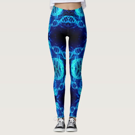 Blue DNA Strands Science Leggings (Voorkant)