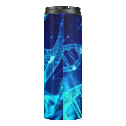 Blue DNA Strands Science Thermosbeker (Achterkant)