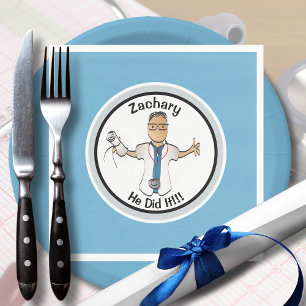 Blue Doctor Physician Medisch Afstuderen Cartoon Servet