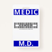 Blue Doctor Print Custom Name Volunteer Employee Badge (Achterkant)