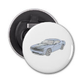 Blue Dodge Challenger Pencil Style Rendering Button Flesopener (Voorkant)