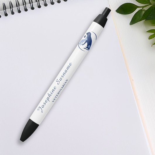 Blue Dog and Cat Logo Custom Dierenarts Vet Tech Zwarte Inkt Pen