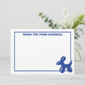 Blue Dog Balloon Dier Verjaardag Dank u kaart (Staand voorkant)
