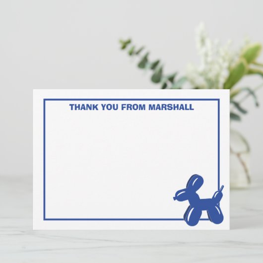 Blue Dog Balloon Dier Verjaardag Dank u kaart (Staand voorkant)