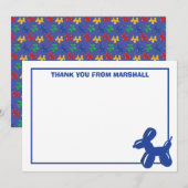 Blue Dog Balloon Dier Verjaardag Dank u kaart (Voorkant / Achterkant)