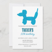 Blue Dog Balloon Dier Verjaardagsfeest Kaart (Voorkant)