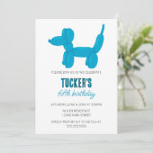 Blue Dog Balloon Dier Verjaardagsfeest Kaart (Staand voorkant)