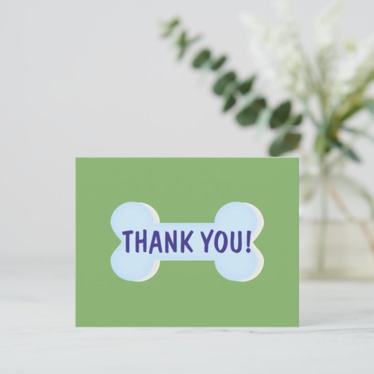 Blue Dog Bone Dank je Briefkaart (Staand voorkant)