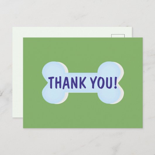 Blue Dog Bone Dank je Briefkaart (Voorkant / Achterkant)