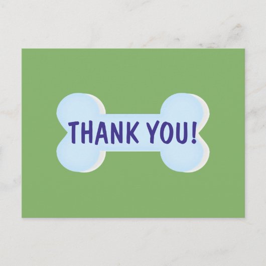 Blue Dog Bone Dank je Briefkaart (Voorkant)