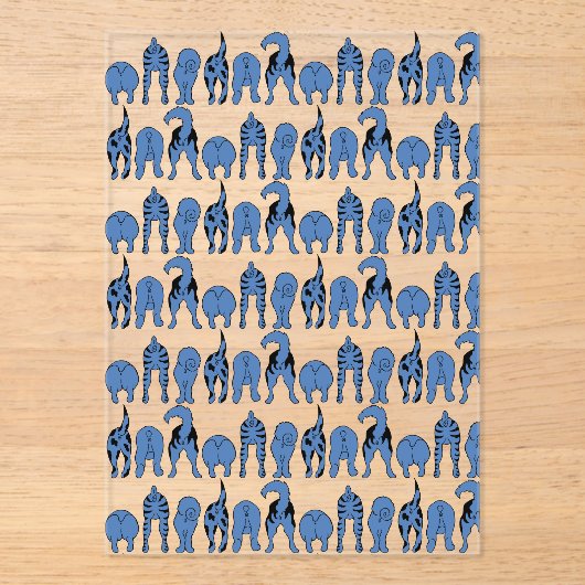 Blue Dog Butts Pattern Acryl Uitnodigingen (Voorkant)