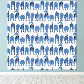 Blue Dog Butts Pattern Canvas Afdruk (Insitu (Houten vloer))