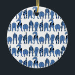 Blue Dog Butts Pattern Keramisch Ornament<br><div class="desc">A row of 6 blue dogs showing off their cute butts in a repeating pattern.</div>