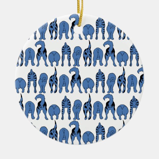 Blue Dog Butts Pattern Keramisch Ornament (Voorkant)