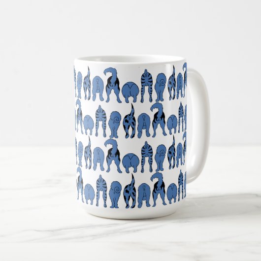 Blue Dog Butts Pattern Koffiemok (Voorkant rechts)
