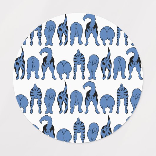 Blue Dog Butts Pattern Labels (Design 1)