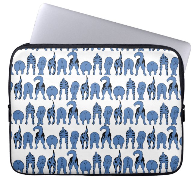 Blue Dog Butts Pattern Laptop Sleeve (Voorkant)