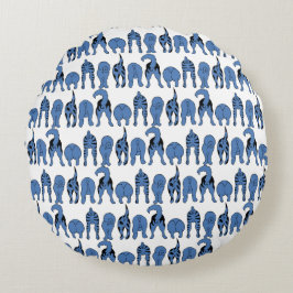 Blue Dog Butts Pattern Rond Kussen