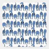 Blue Dog Butts Pattern Vierkante Sticker (Voorkant)