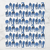 Blue Dog Butts Pattern Wijn Etiket (Enkel label)