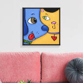 Blue Dog en Sinaasappel Cat-Togetherness Canvas Afdruk (Insitu (Woonkamer))