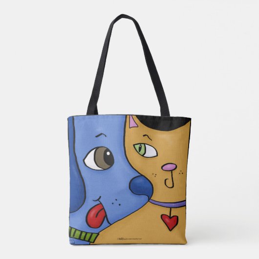 Blue Dog en Sinaasappel Cat-Togetherness Tote Bag (Achterkant)