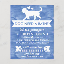 Blue Dog Grooming Flyer Waterverf