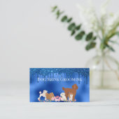 Blue Dog Grooming Glitter Huisdieren Diensten Visitekaartje (Staand voorkant)