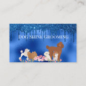 Blue Dog Grooming Glitter Huisdieren Diensten Visitekaartje (Voorkant)
