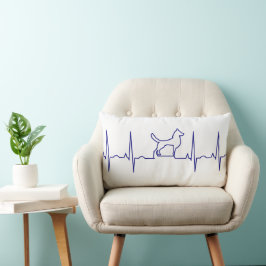 Blue Dog Heartbeat Lumbar Pillow Kussen