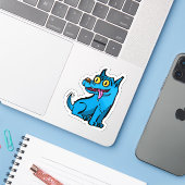 Blue dog origins sticker (Laptop met iPhone)
