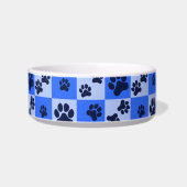 Blue Dog Paw Print Checkerboard Voerbakje (Links)