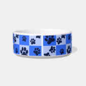 Blue Dog Paw Print Checkerboard Voerbakje (Achterkant)