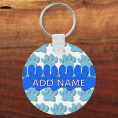Blue Dog Paw Print Custom Personalized Name Sleutelhanger (Voorkant)