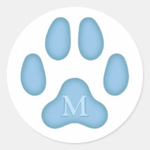 Blue Dog Paw Print Personalized Pet Monogram Seal