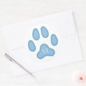 Blue Dog Paw Print Personalized Pet Monogram Seal Ronde Sticker (Envelop)