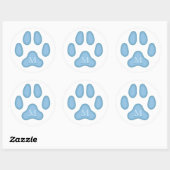 Blue Dog Paw Print Personalized Pet Monogram Seal Ronde Sticker (Vel)