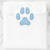 Blue Dog Paw Print Personalized Pet Monogram Seal Ronde Sticker (Tas)