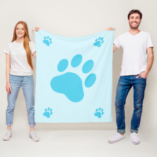 Blue Dog Paw Silhouettes Fleece Deken