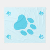 Blue Dog Paw Silhouettes Fleece Deken (Voorkant (Horizontaal))