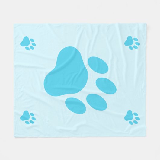 Blue Dog Paw Silhouettes Fleece Deken (Voorkant (Horizontaal))