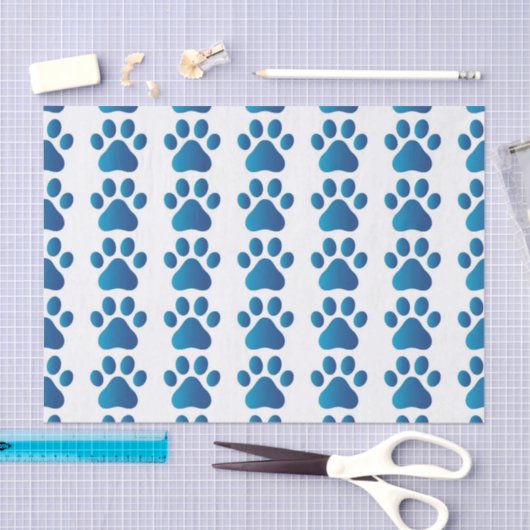 Blue Dog Paw Tissue Paper Tissuepapier (Craft)
