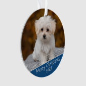 Blue Dog Pet met kerstfeestdag Keepslag Orna Ornament (voorkant)