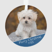 Blue Dog Pet met kerstfeestdag Keepslag Orna Ornament (achterkant)