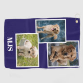 Blue Dog Photo Collage Monogram Personalized  Golfhanddoek (Horizontaal)