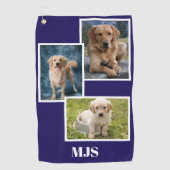 Blue Dog Photo Collage Monogram Personalized  Golfhanddoek (Voorkant)