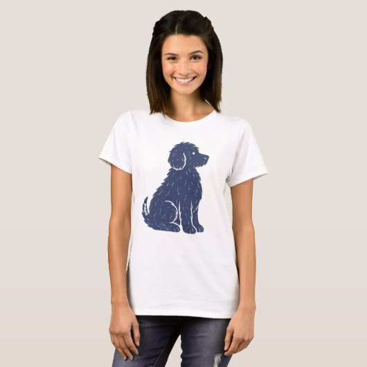 Blue Dog Silhouette Minimal Art T-shirt (Voorkant volledig)