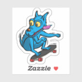 Blue dog skater sticker (Vel)